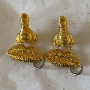 Schiaparelli Inspired Abstract Nose And Mouth Earrings